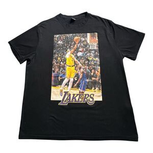 Los Angeles Lakers Basketball Tee Black LeBron James Ultra Game NBA T-Shirt L‎